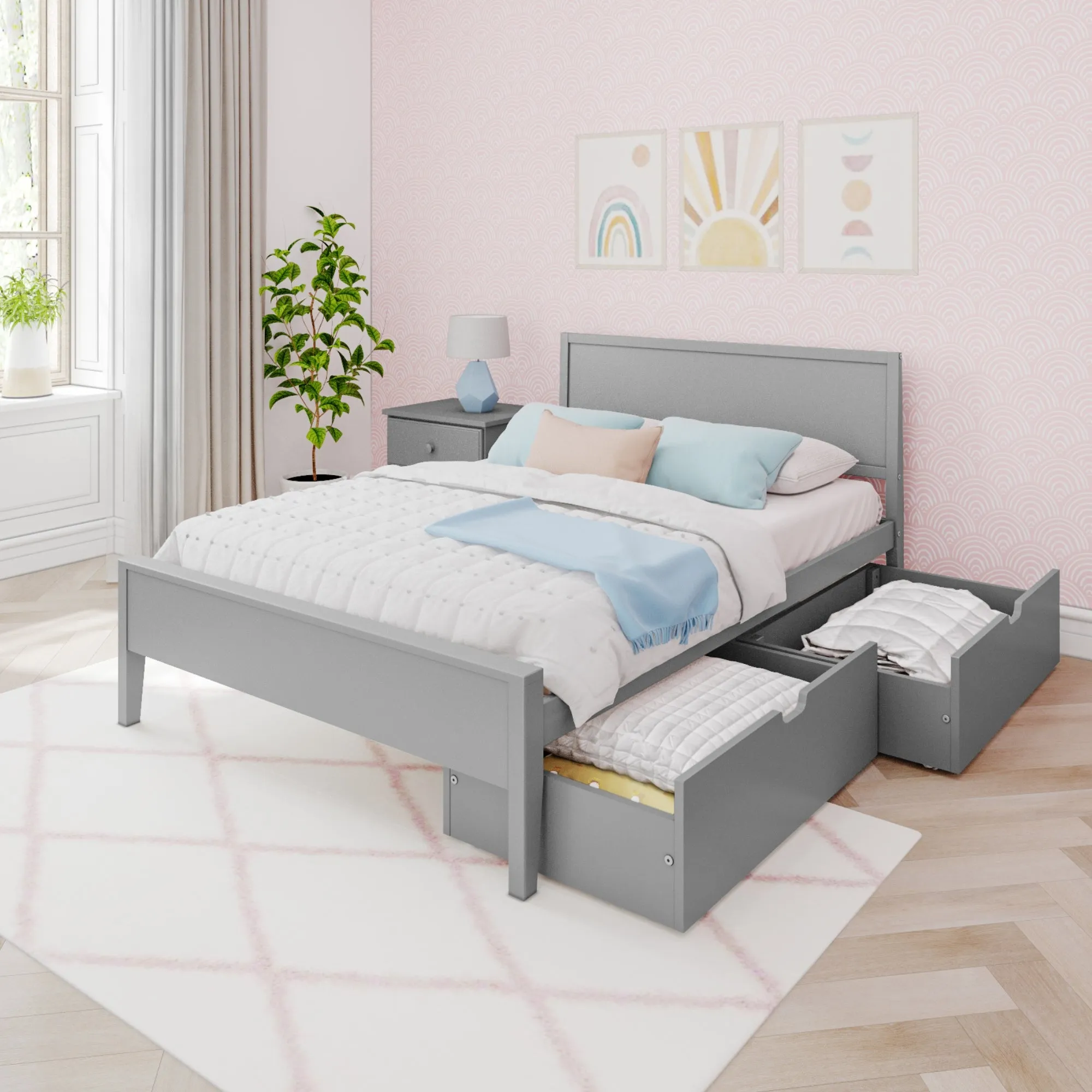 Full Panel Bed With Storage Drawers