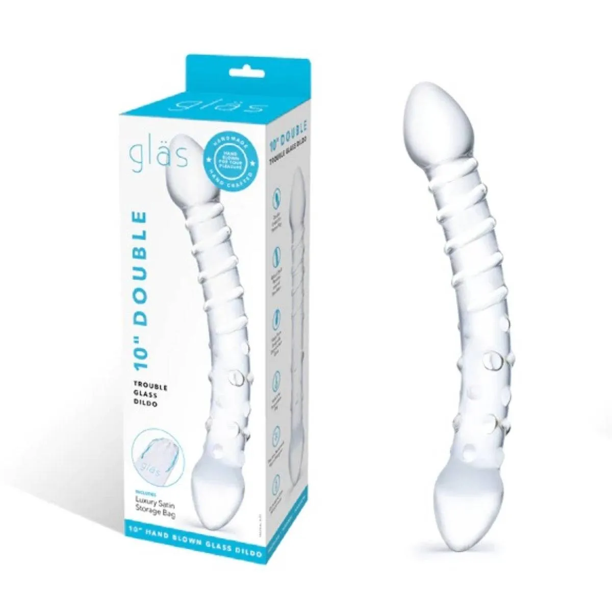 Glas Double Trouble Dildo Clear 10 Inch