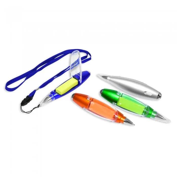 Lanyard Pen With LED and Mini Memo  - H00180