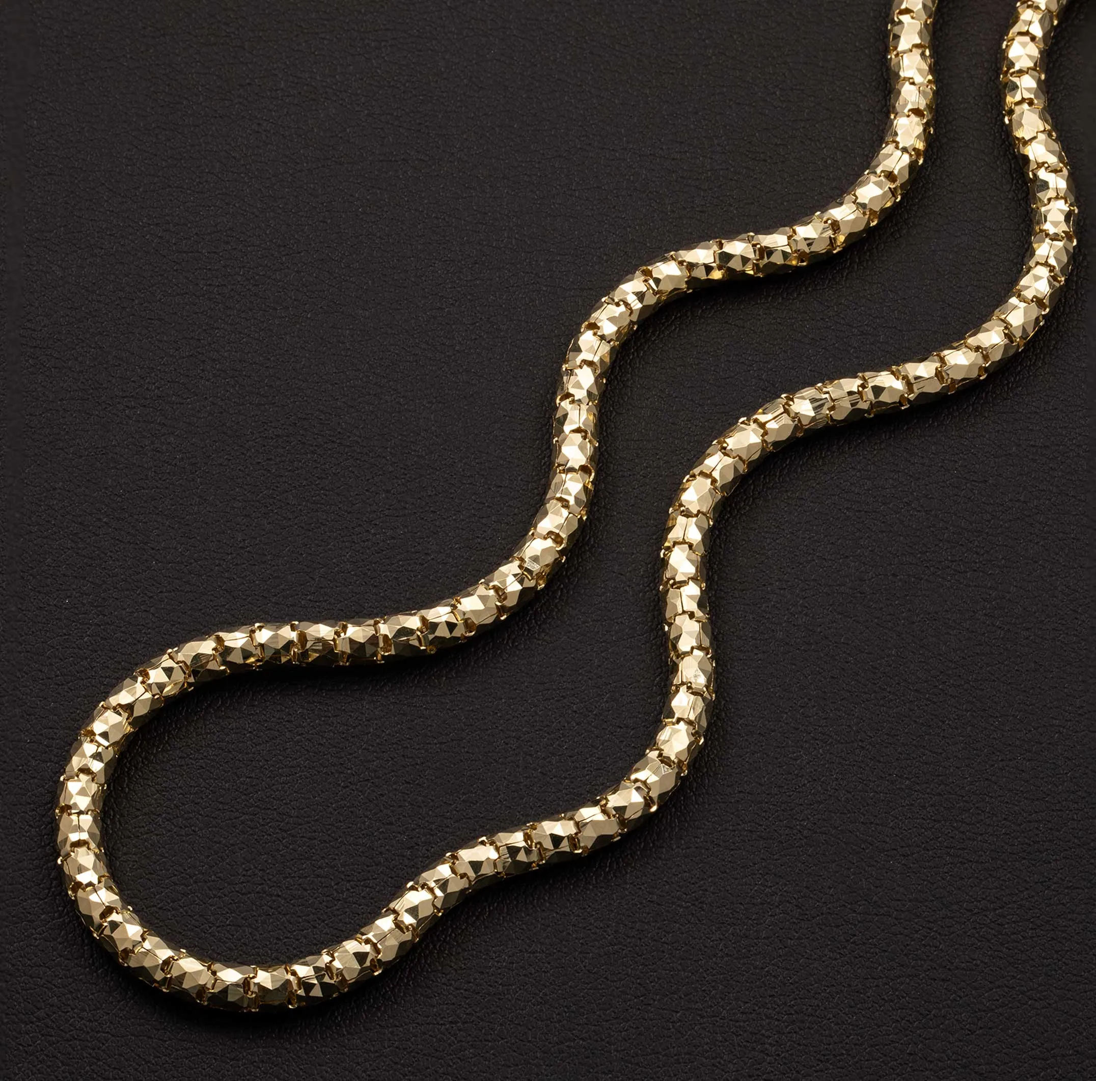 Laser Ice Chain Necklace 10K Yellow Gold