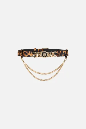 LEOPARD BUTTON BELT WITH CHAINS LEOPARD PRINT