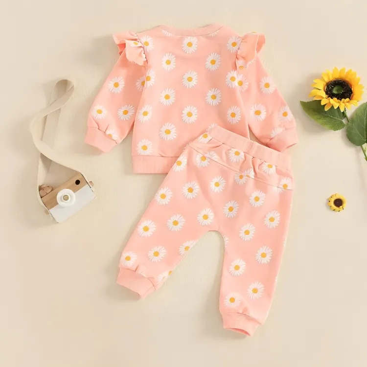 Long Sleeve Floral Pattern Toddler Set