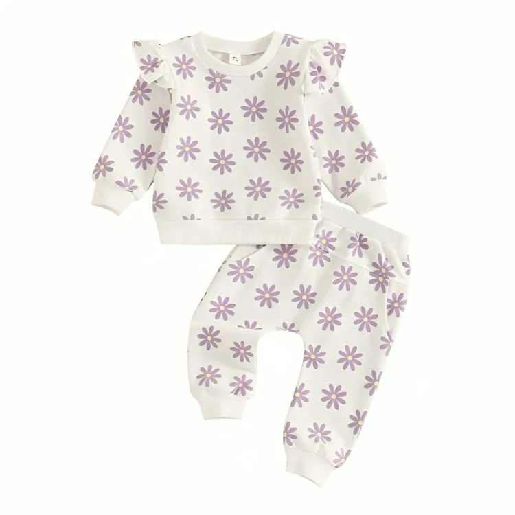 Long Sleeve Floral Pattern Toddler Set