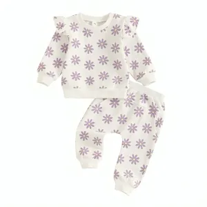 Long Sleeve Floral Pattern Toddler Set