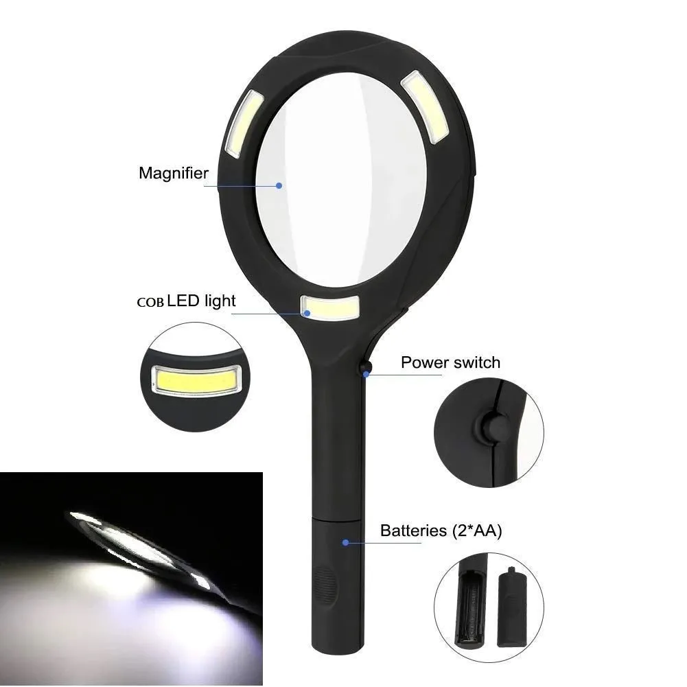 Magnifying Glass with 3 Led Light 3X Power and Rubberized Handle - H01346