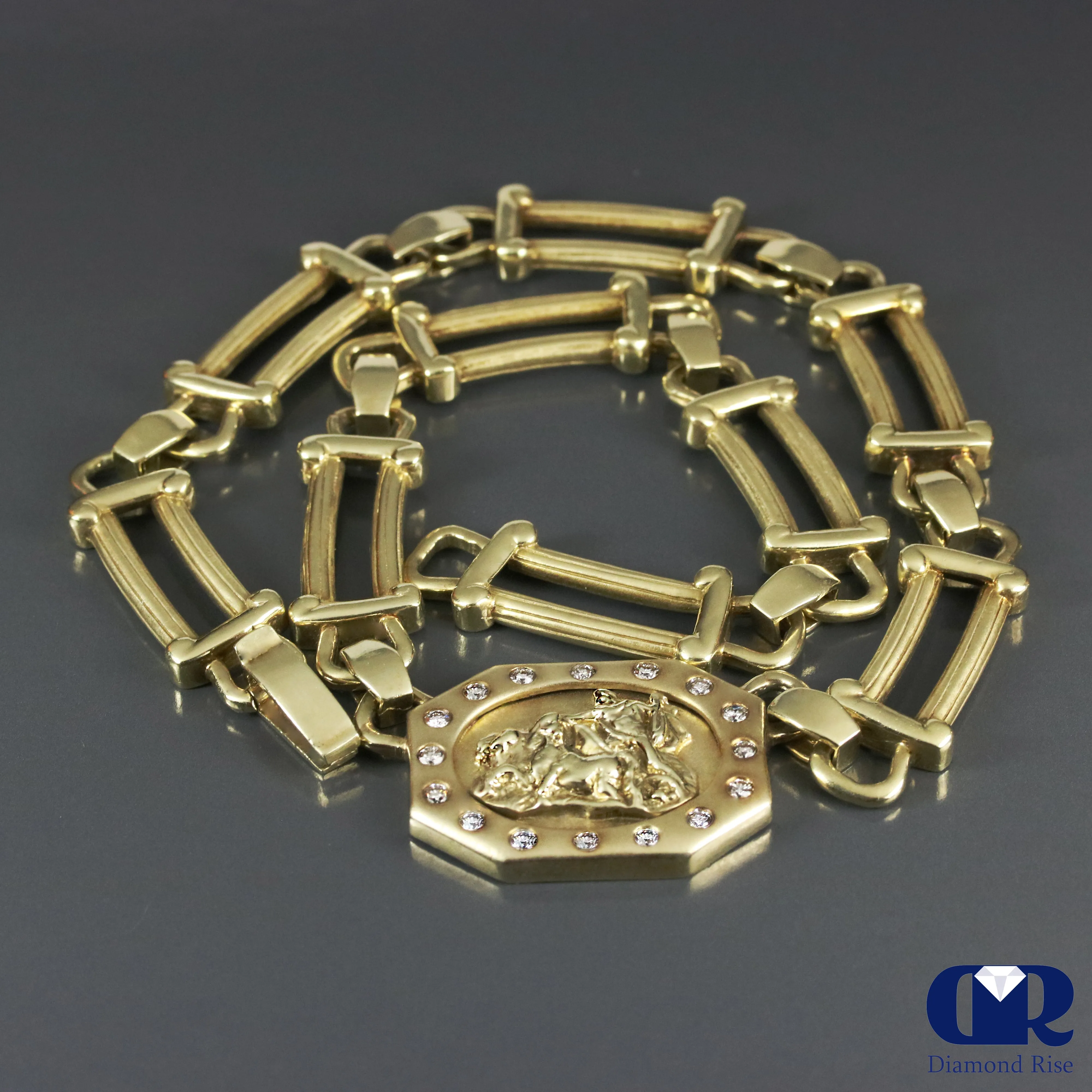 Men's Diamond Chain Necklace In 14K Heavy Yellow Gold With 22"