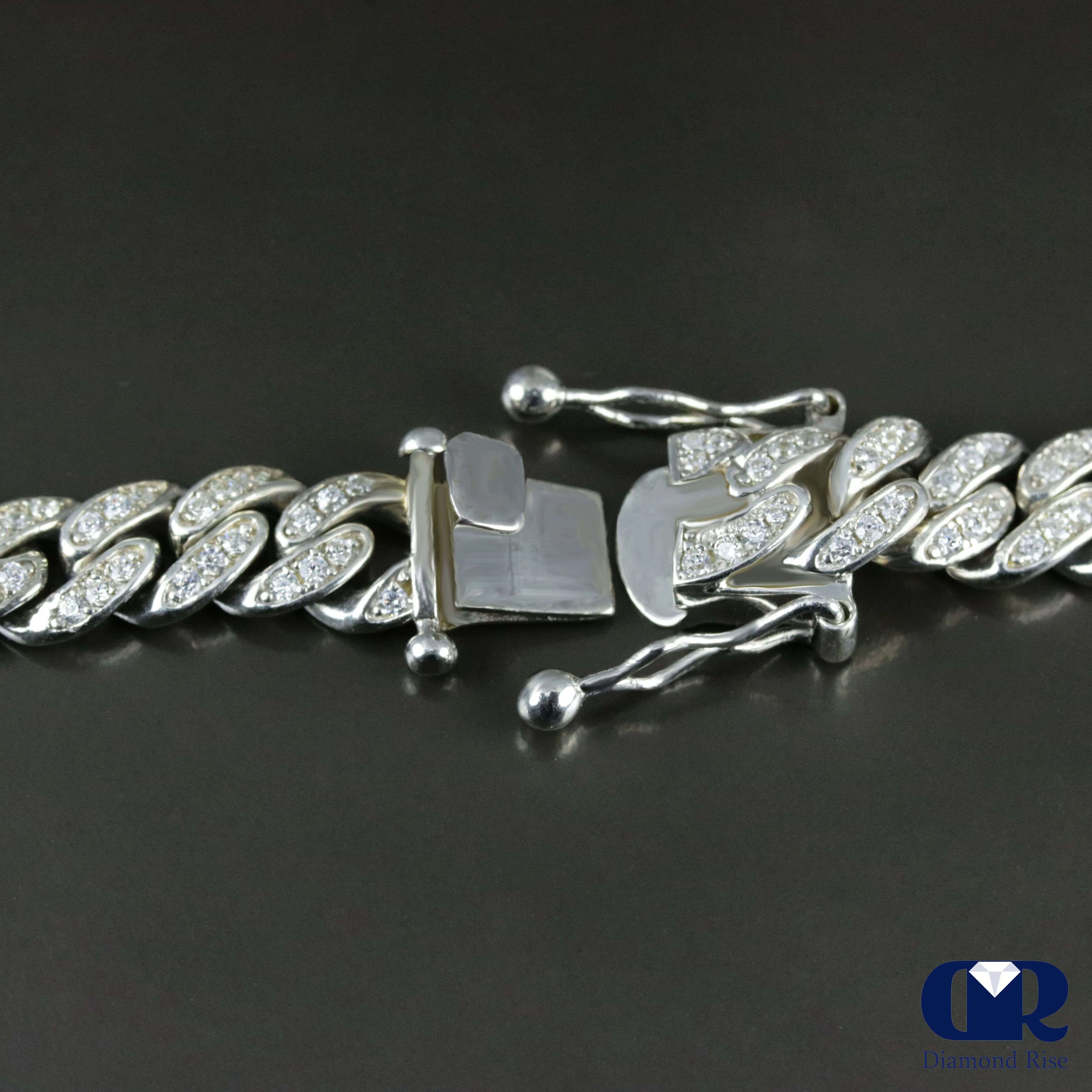 Men's Diamond Miami Cuban Chain Necklace 14K White Gold 30" 9mm