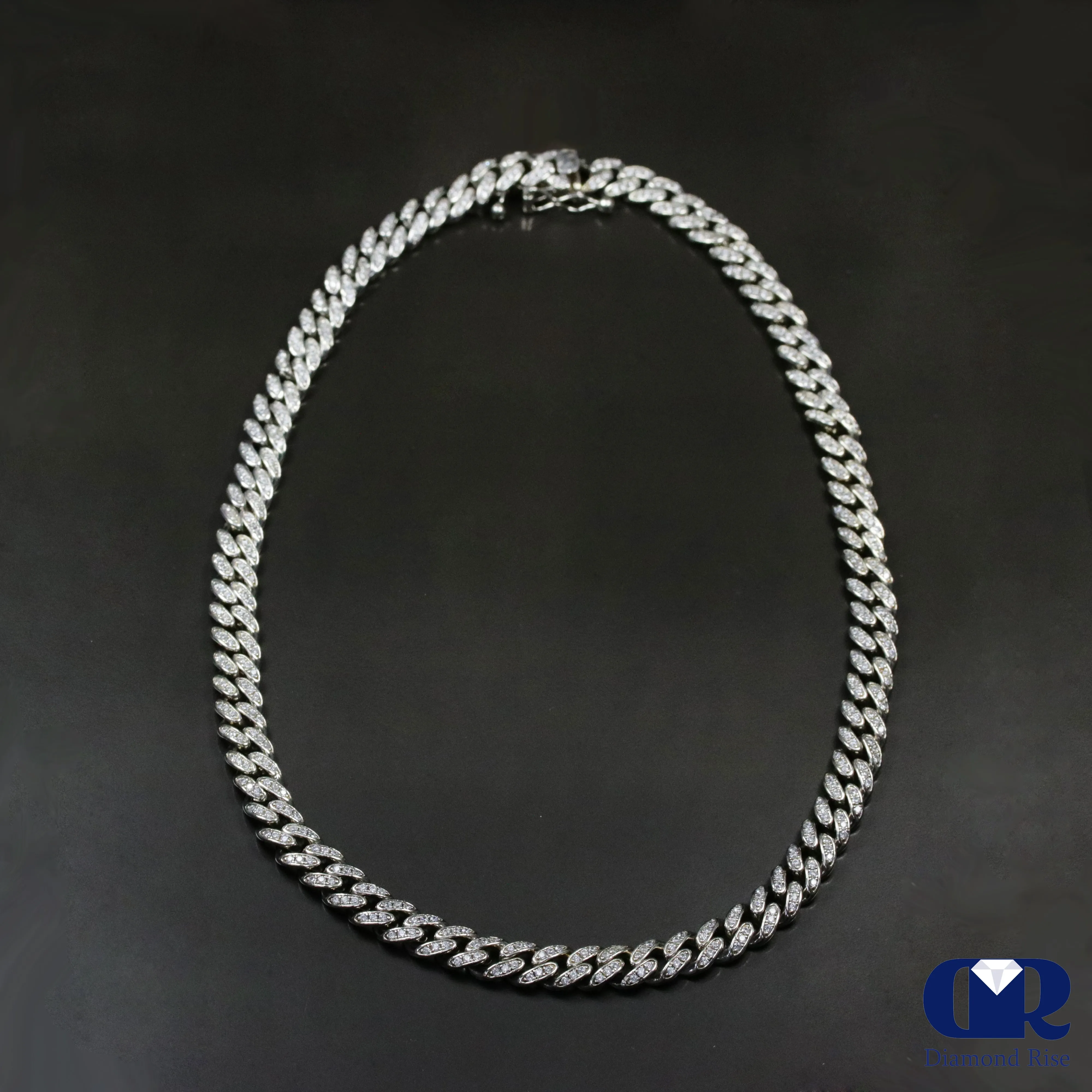 Men's Diamond Miami Cuban Chain Necklace 14K White Gold 30" 9mm