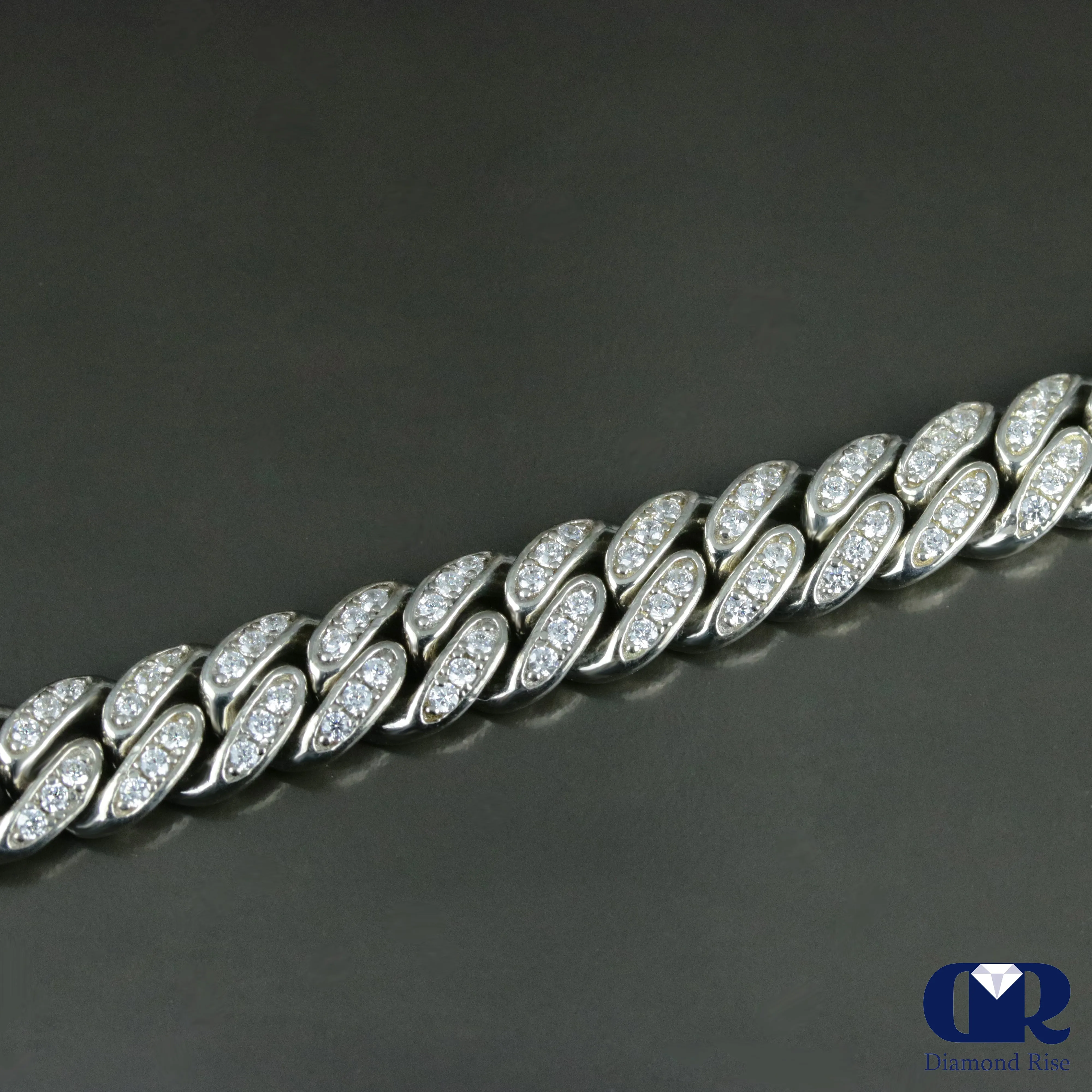 Men's Diamond Miami Cuban Chain Necklace 14K White Gold 30" 9mm