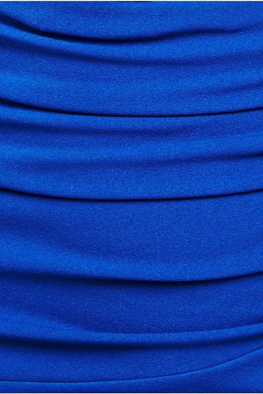 Off The Shoulder Frill Bodice Midi Dress - Royal Blue by Goddiva