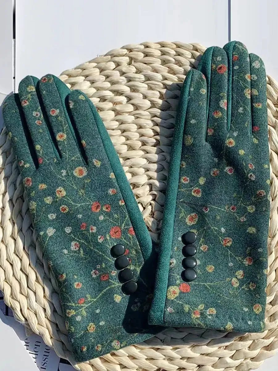 Outdoor Floral Windproof Gloves