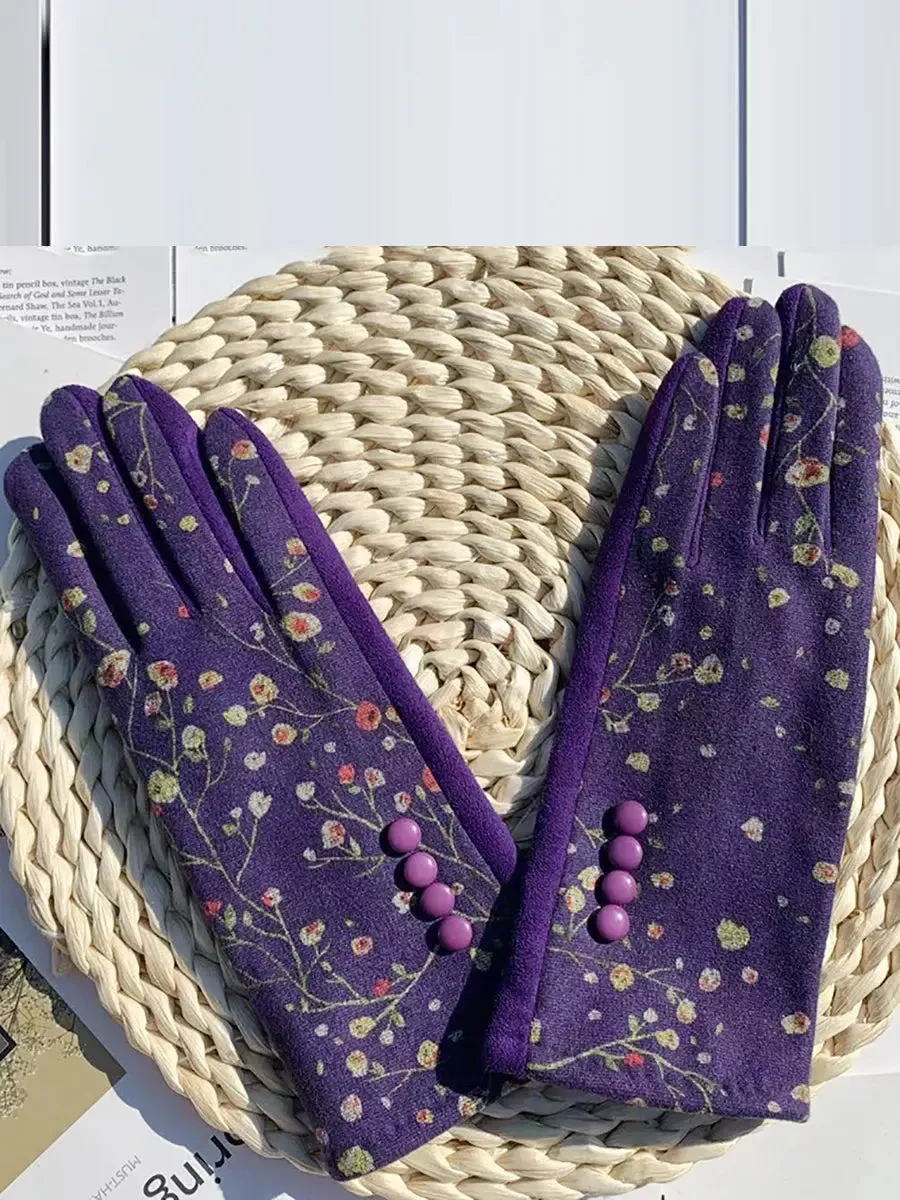 Outdoor Floral Windproof Gloves
