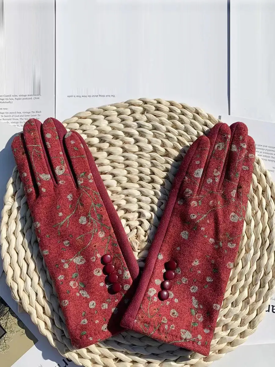 Outdoor Floral Windproof Gloves