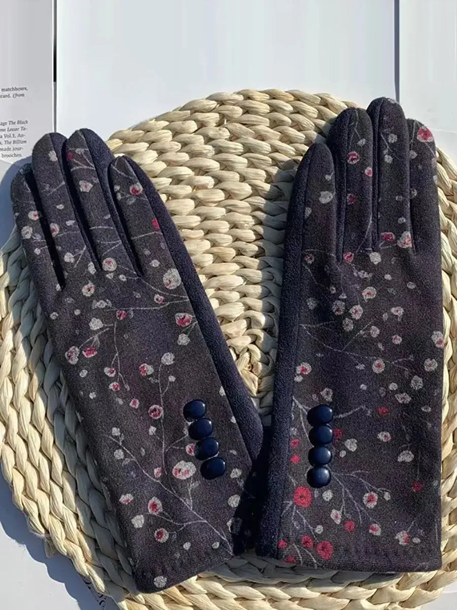 Outdoor Floral Windproof Gloves