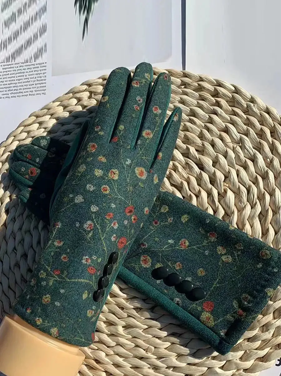 Outdoor Floral Windproof Gloves