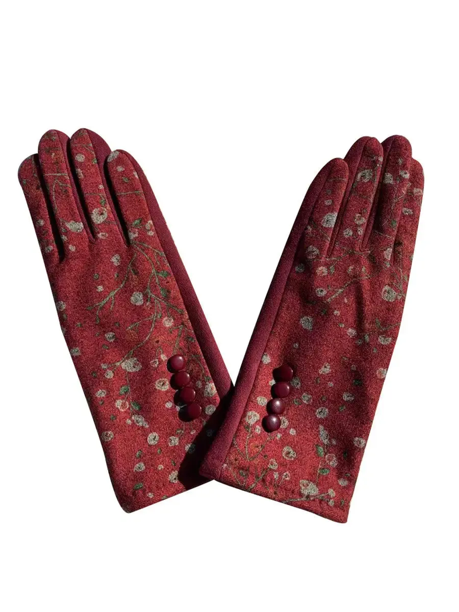 Outdoor Floral Windproof Gloves