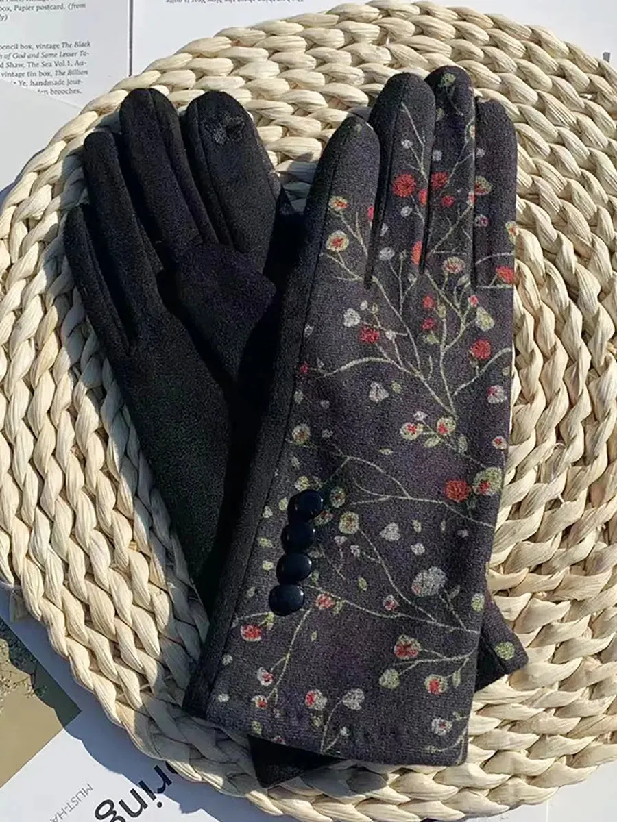 Outdoor Floral Windproof Gloves