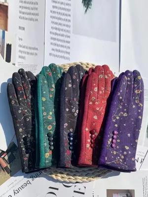 Outdoor Floral Windproof Gloves
