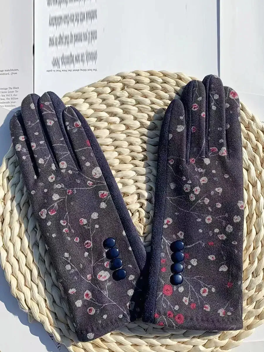 Outdoor Floral Windproof Gloves