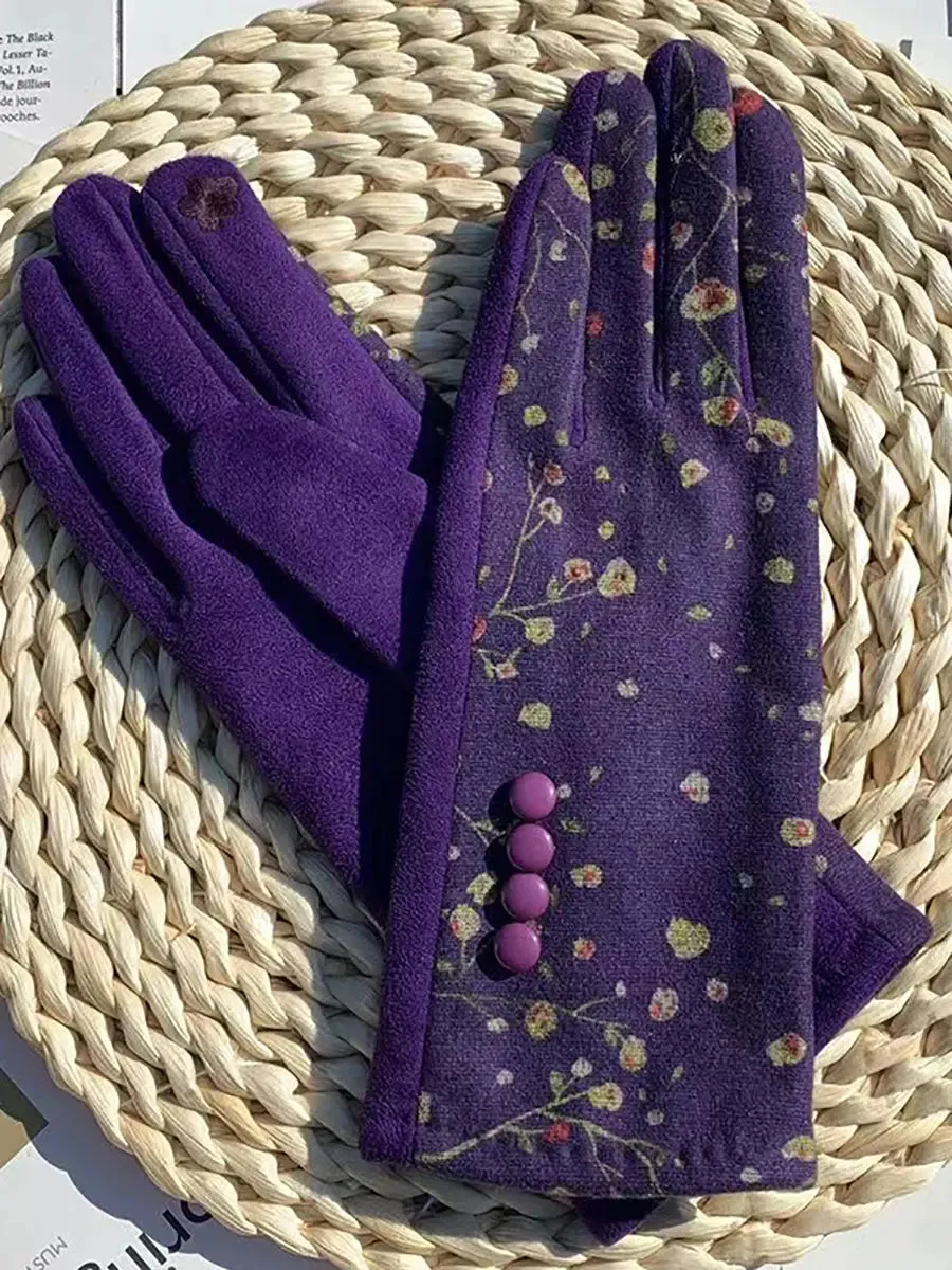 Outdoor Floral Windproof Gloves