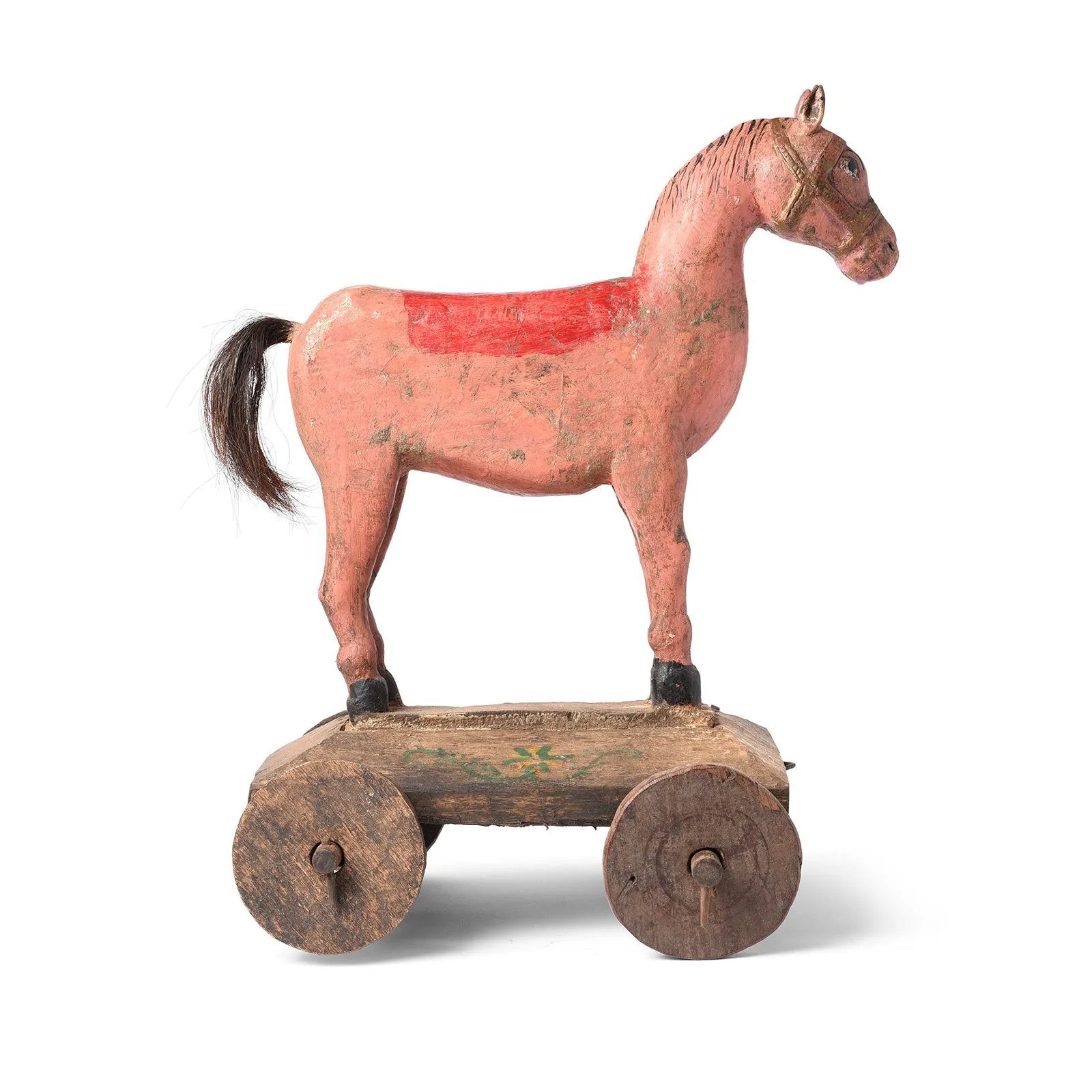Painted Horse Wheel Toy From Rajasthan Ca - 1920's