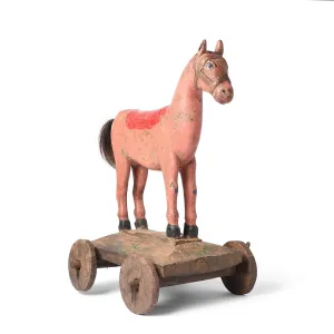 Painted Horse Wheel Toy From Rajasthan Ca - 1920's