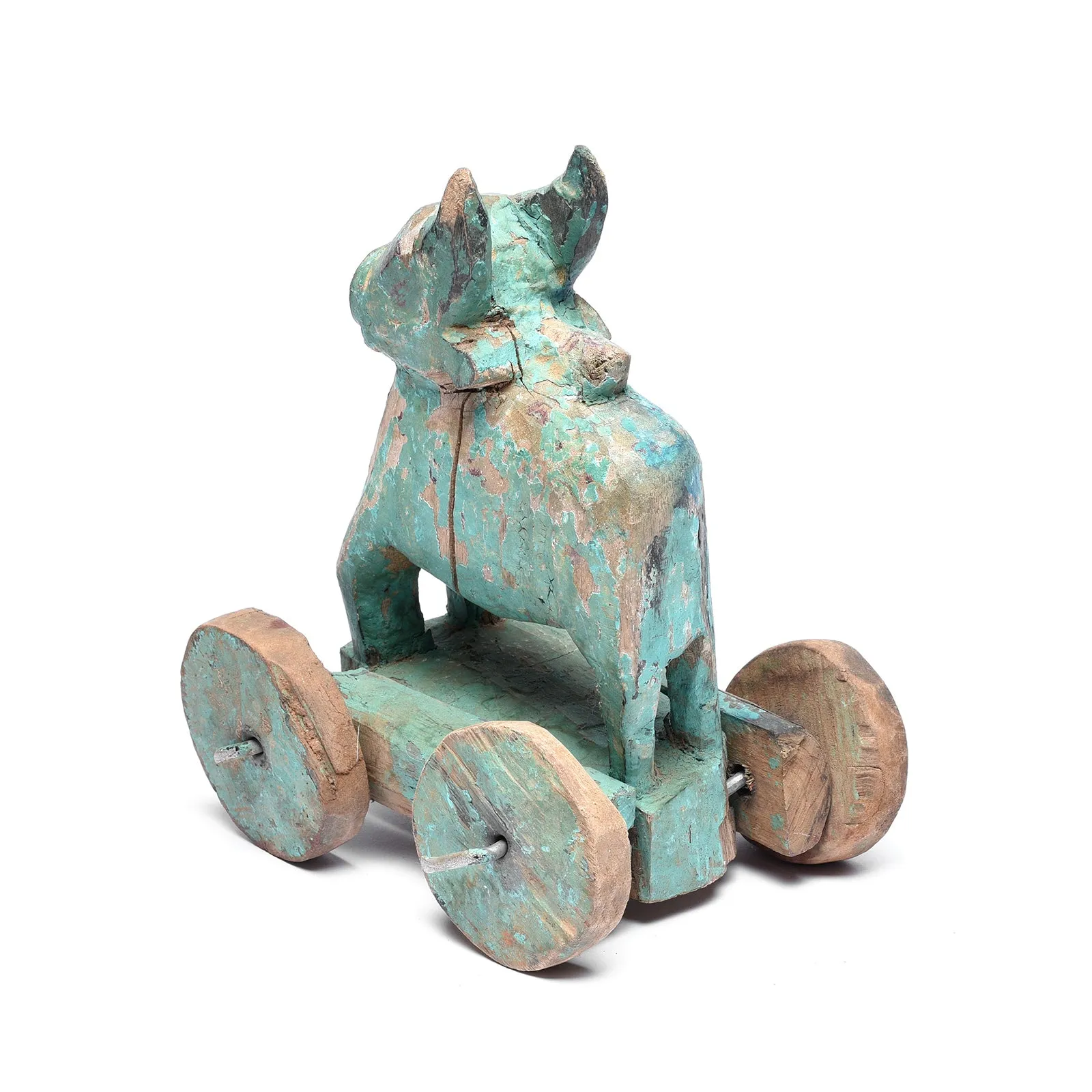 Painted Indian Nandi Bull Wheel Toy - Ca 1920
