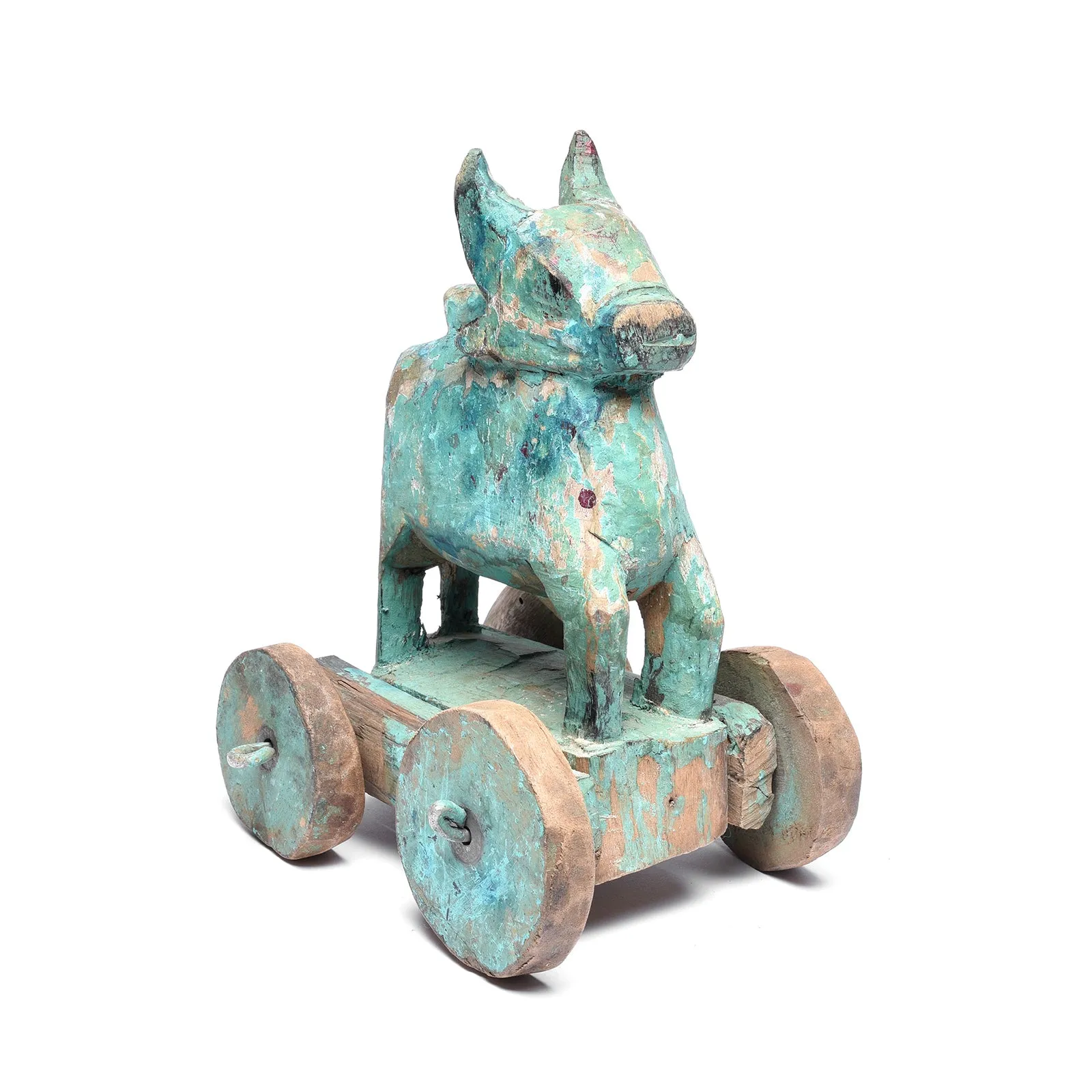 Painted Indian Nandi Bull Wheel Toy - Ca 1920