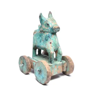Painted Indian Nandi Bull Wheel Toy - Ca 1920