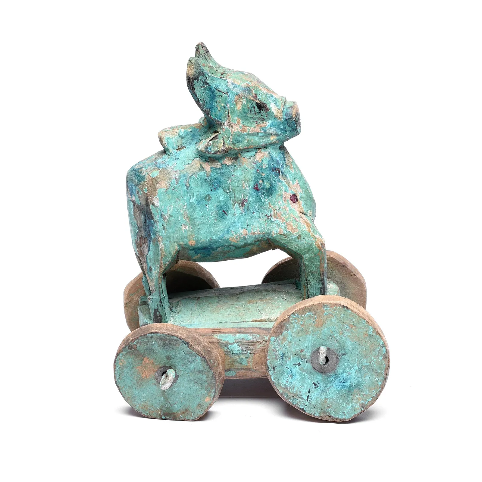 Painted Indian Nandi Bull Wheel Toy - Ca 1920