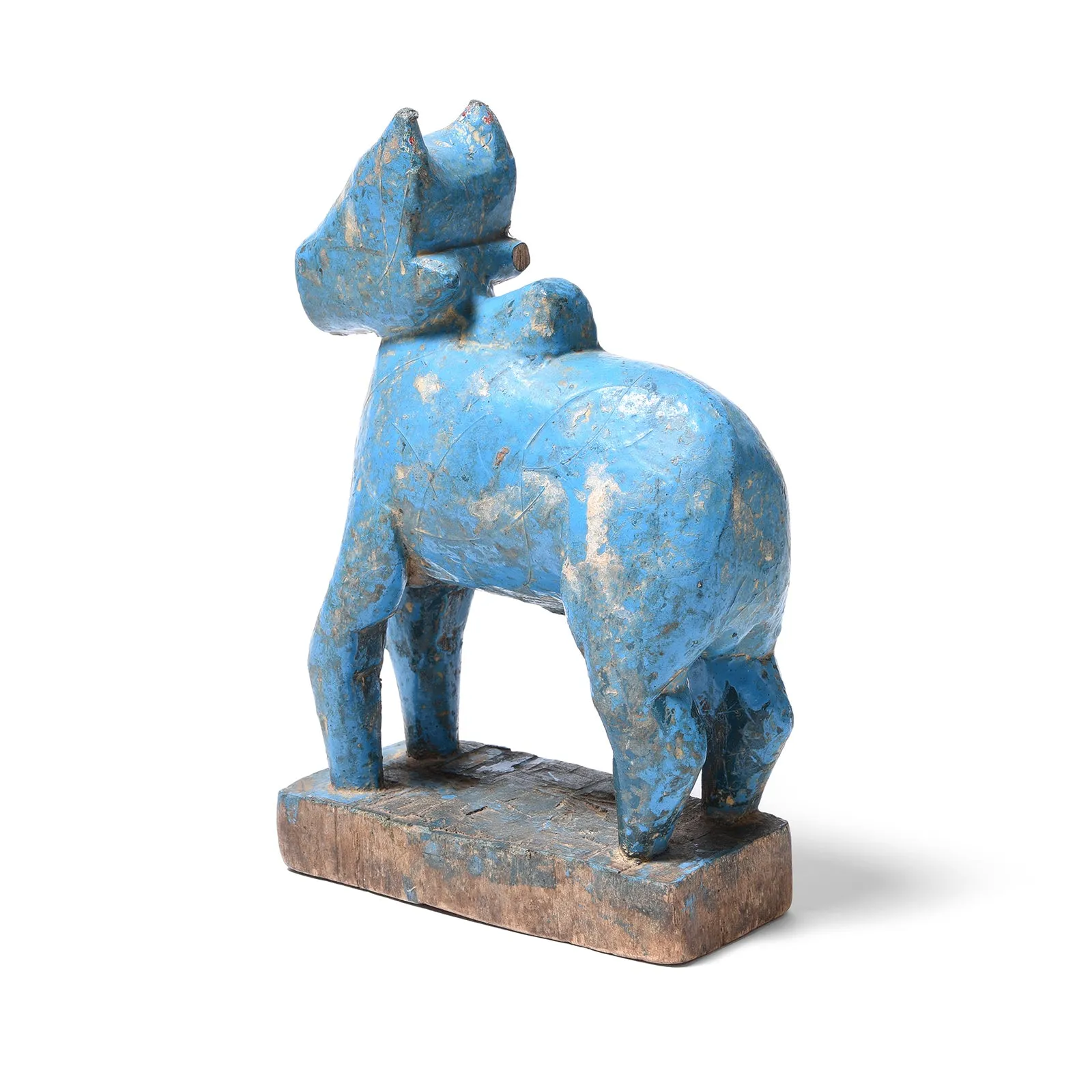 Painted Teak Nandi Bull Toy From Rajasthan - 19th Century