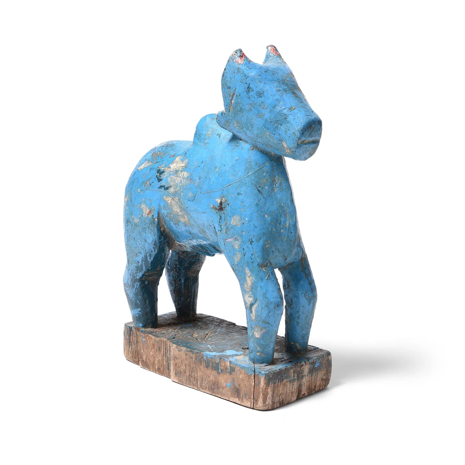 Painted Teak Nandi Bull Toy From Rajasthan - 19th Century