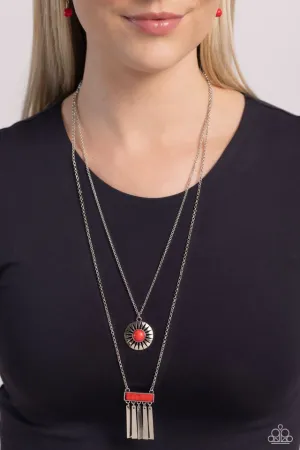 Paparazzi Necklace ~ Sunburst Rustica - Red