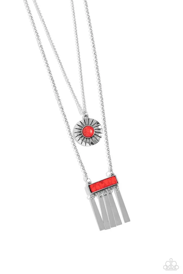 Paparazzi Necklace ~ Sunburst Rustica - Red