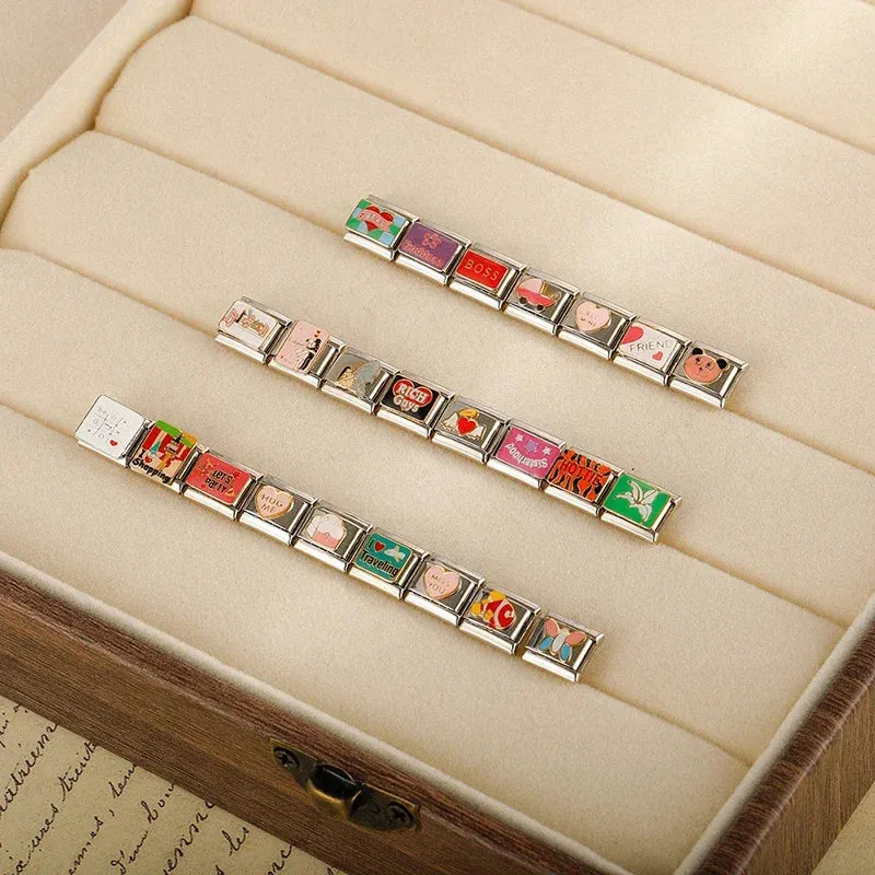 Personalisable Italian Bracelet Charms - Hottie, Boss Let's Party, Traveling, Turkey, Bitc*, Sh*t Happens - Create your unique bracelet