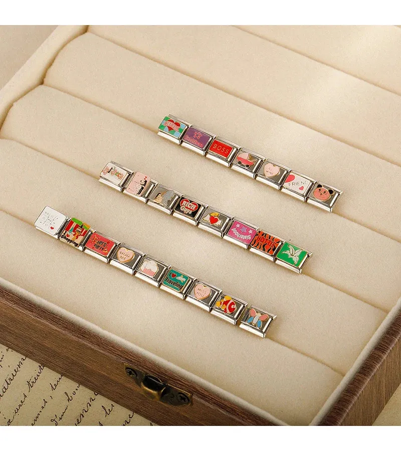 Personalisable Italian Bracelet Charms - Hottie, Boss Let's Party, Traveling, Turkey, Bitc*, Sh*t Happens - Create your unique bracelet