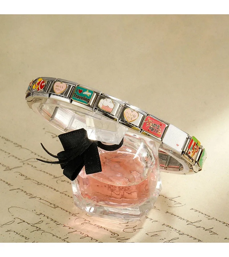 Personalisable Italian Bracelet Charms - Hottie, Boss Let's Party, Traveling, Turkey, Bitc*, Sh*t Happens - Create your unique bracelet