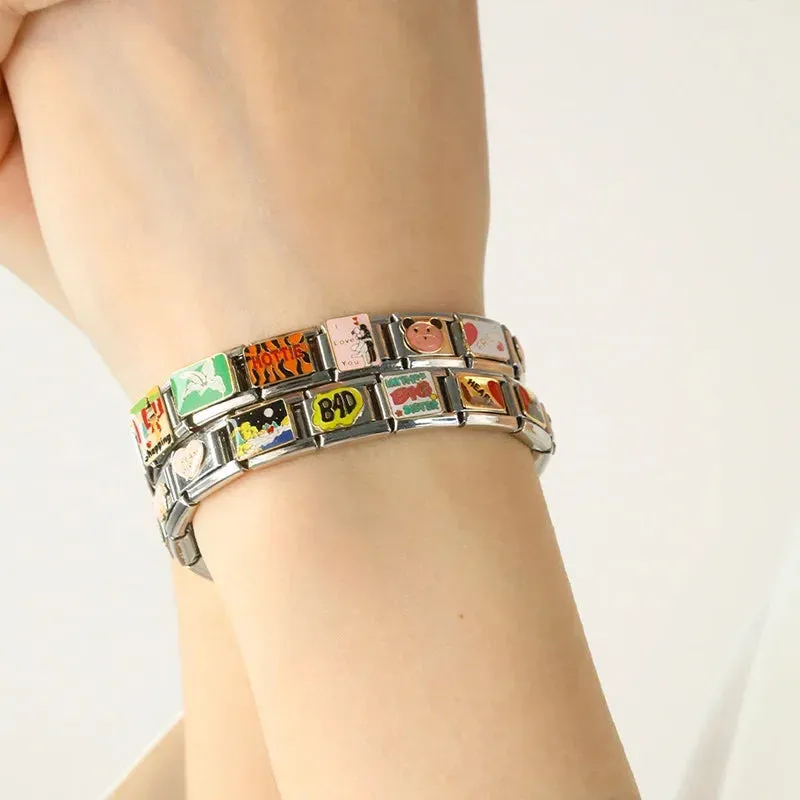Personalisable Italian Bracelet Charms - Hottie, Boss Let's Party, Traveling, Turkey, Bitc*, Sh*t Happens - Create your unique bracelet