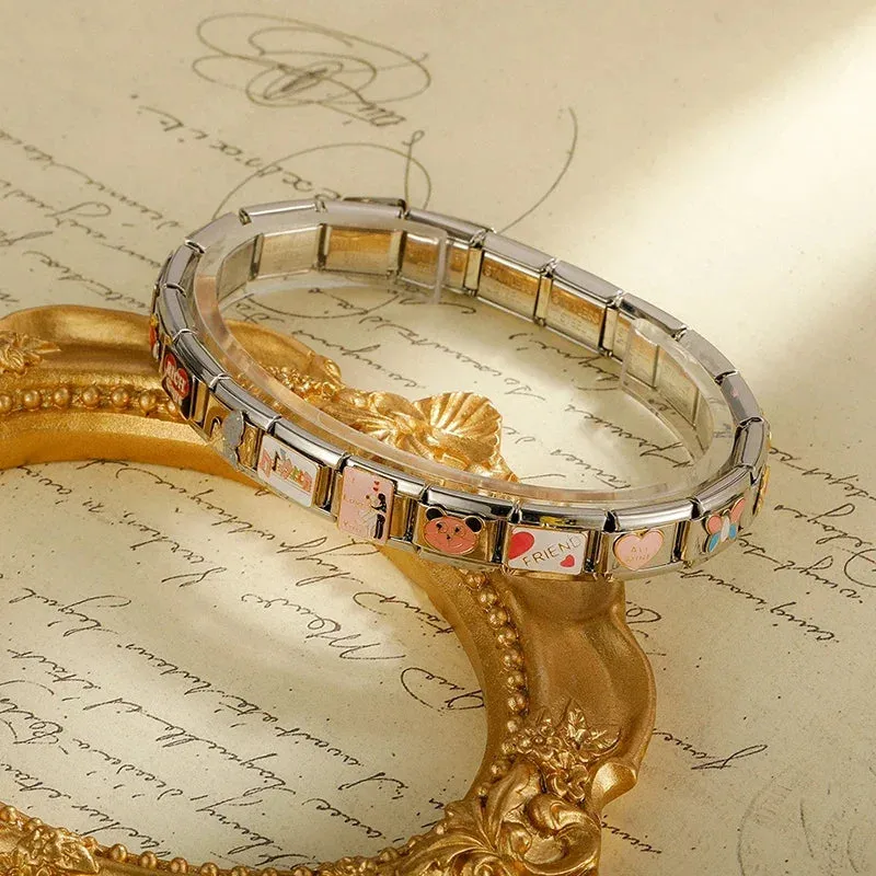 Personalisable Italian Bracelet Charms - Hottie, Boss Let's Party, Traveling, Turkey, Bitc*, Sh*t Happens - Create your unique bracelet