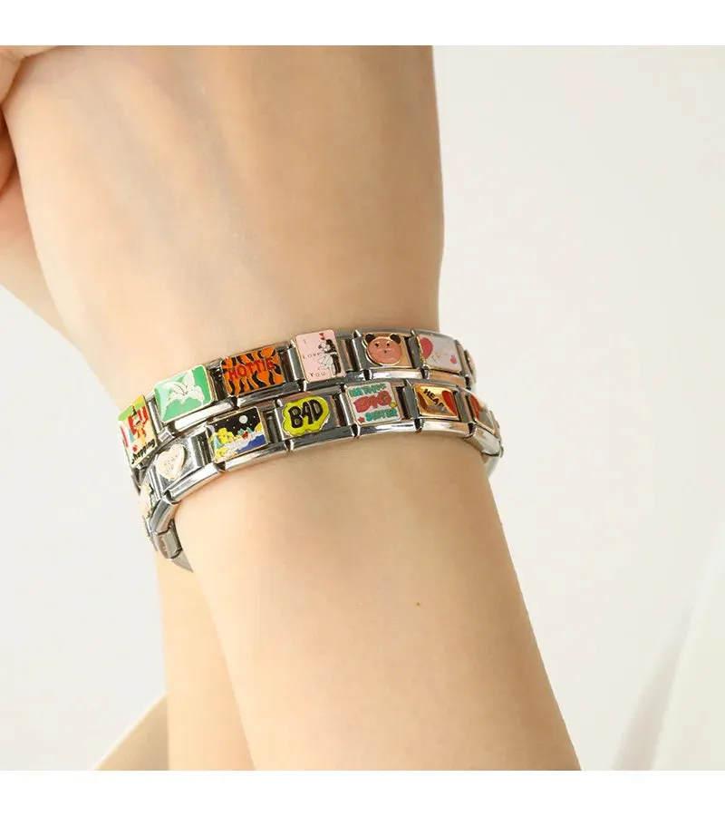 Personalisable Italian Bracelet Charms - Hottie, Boss Let's Party, Traveling, Turkey, Bitc*, Sh*t Happens - Create your unique bracelet