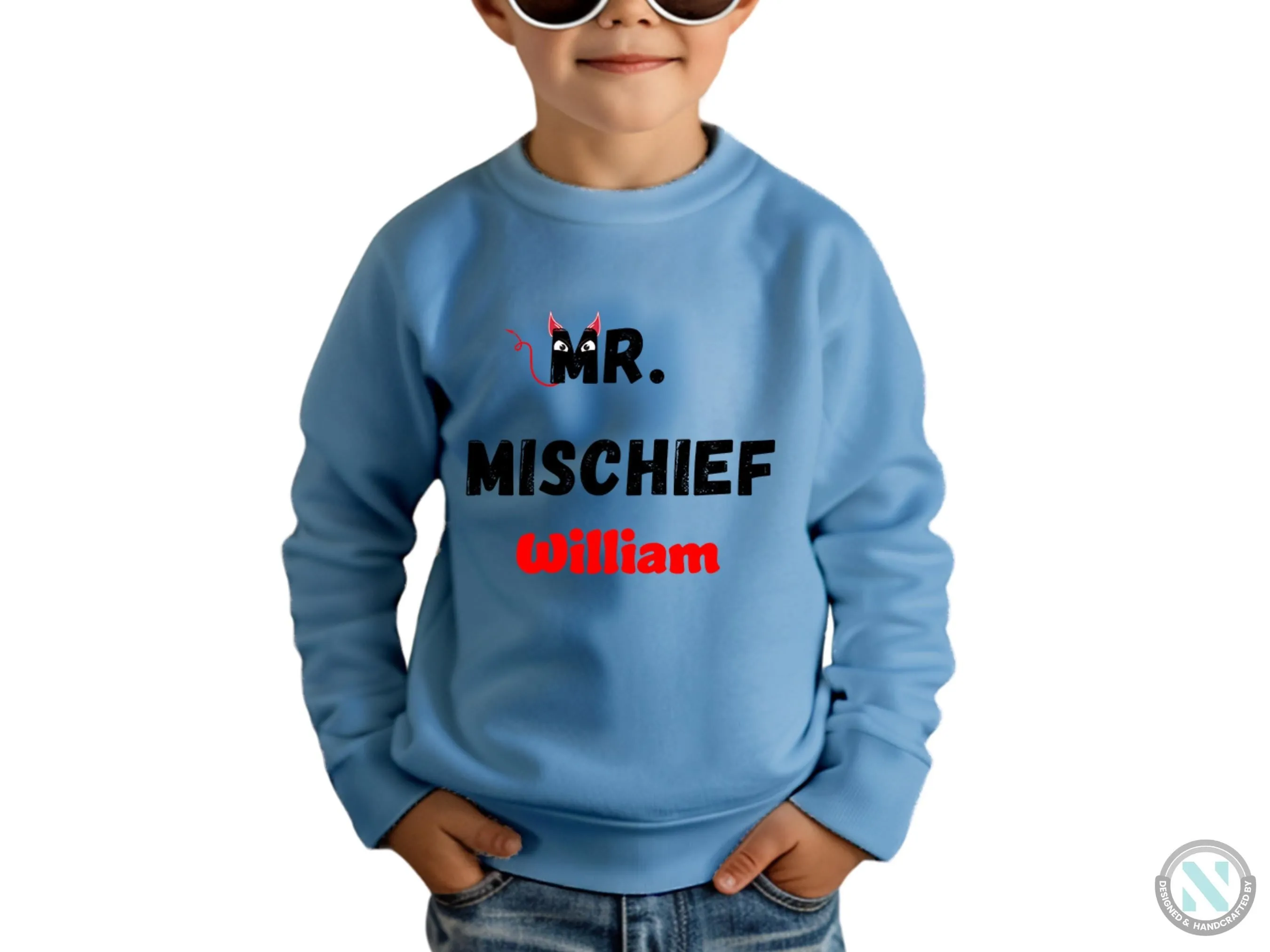 Personalized Long Sleeve Sweatshirt for Toddler Boys, 'Mr Mischief' Text