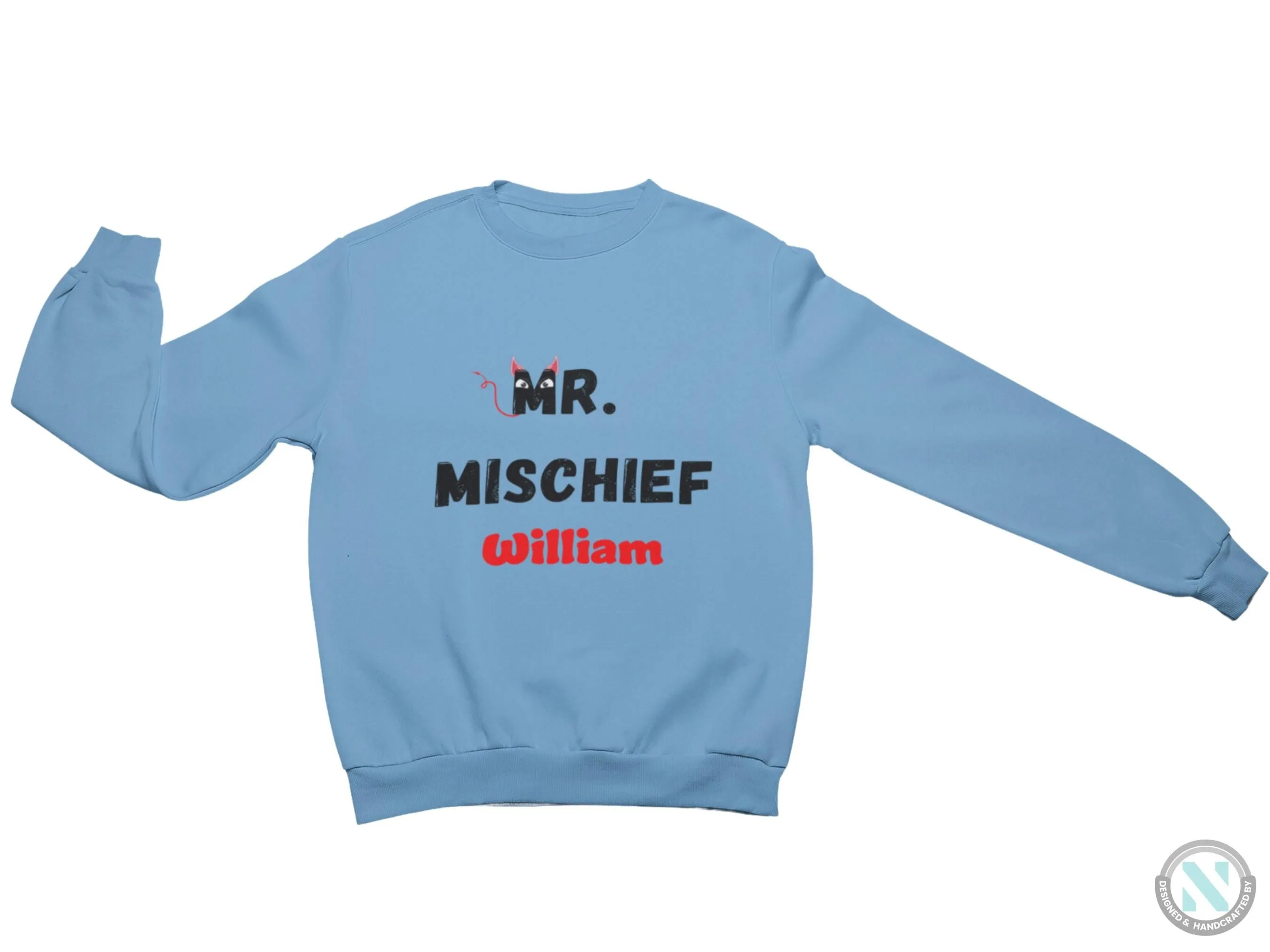 Personalized Long Sleeve Sweatshirt for Toddler Boys, 'Mr Mischief' Text