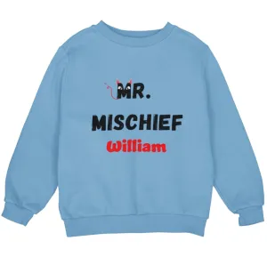 Personalized Long Sleeve Sweatshirt for Toddler Boys, 'Mr Mischief' Text