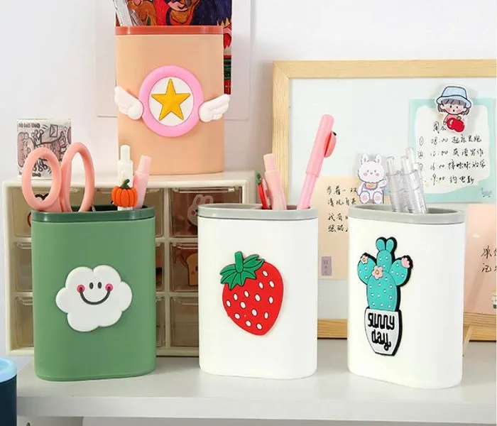 Plastic Desk Pen Stand (Random Design) ( 1 Pc ) - H02700