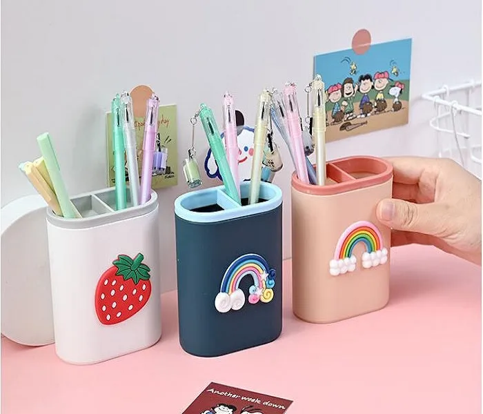 Plastic Desk Pen Stand (Random Design) ( 1 Pc ) - H02700