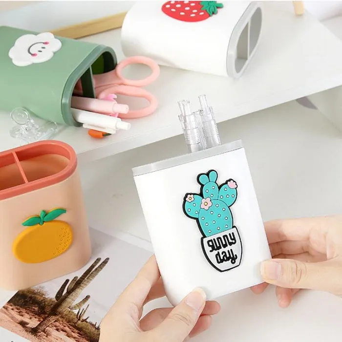 Plastic Desk Pen Stand (Random Design) ( 1 Pc ) - H02700