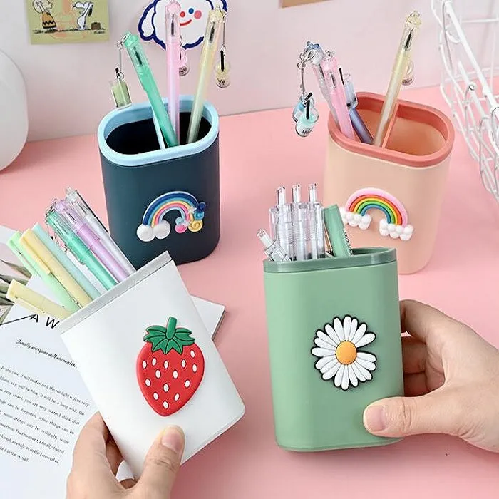 Plastic Desk Pen Stand (Random Design) ( 1 Pc ) - H02700