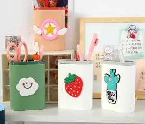 Plastic Desk Pen Stand (Random Design) ( 1 Pc ) - H02700