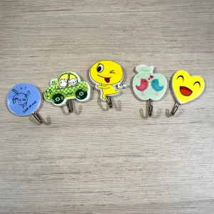 Plastic Self-Adhesive Kitchen 3Pc Hooks ( Random Designs ) - H02633