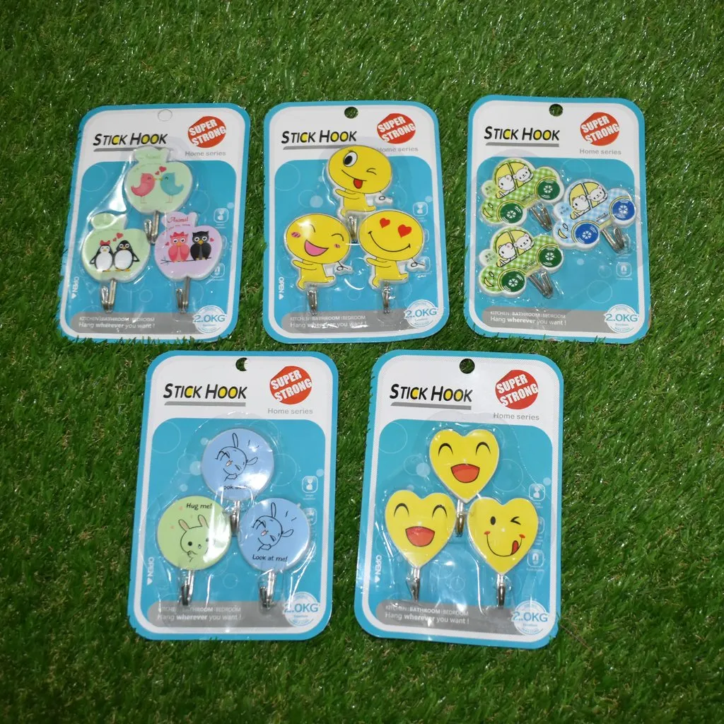Plastic Self-Adhesive Kitchen 3Pc Hooks ( Random Designs ) - H02633